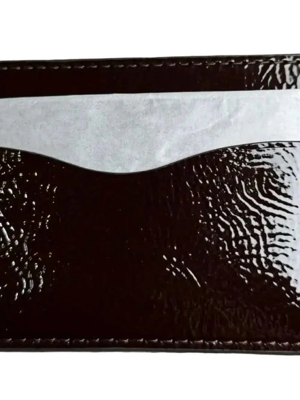 NEW! Tory Burch Patent Card Case in Dark Brown with Gold Logo